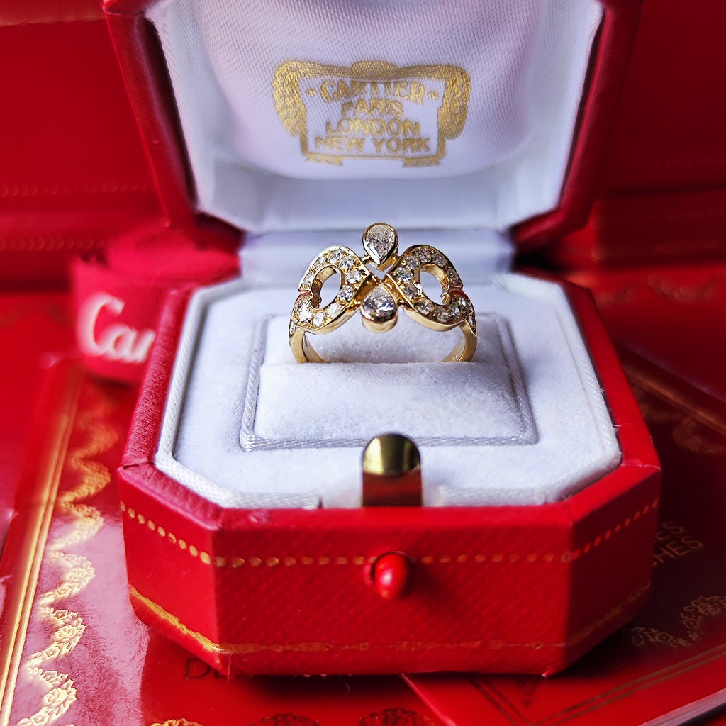 【Vintage Cartier】カルティエ ダイヤモンド 2Cリング 18金 50