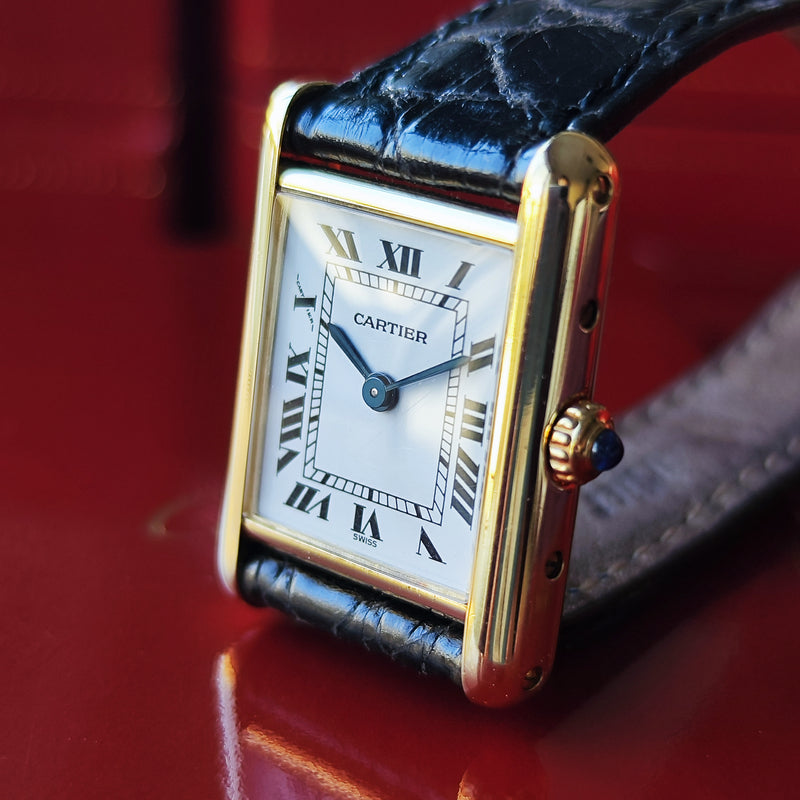 【18金無垢 OH済み】Cartier カルティエ タンク ルイ ホワイトローマンダイヤル クォーツ腕時計