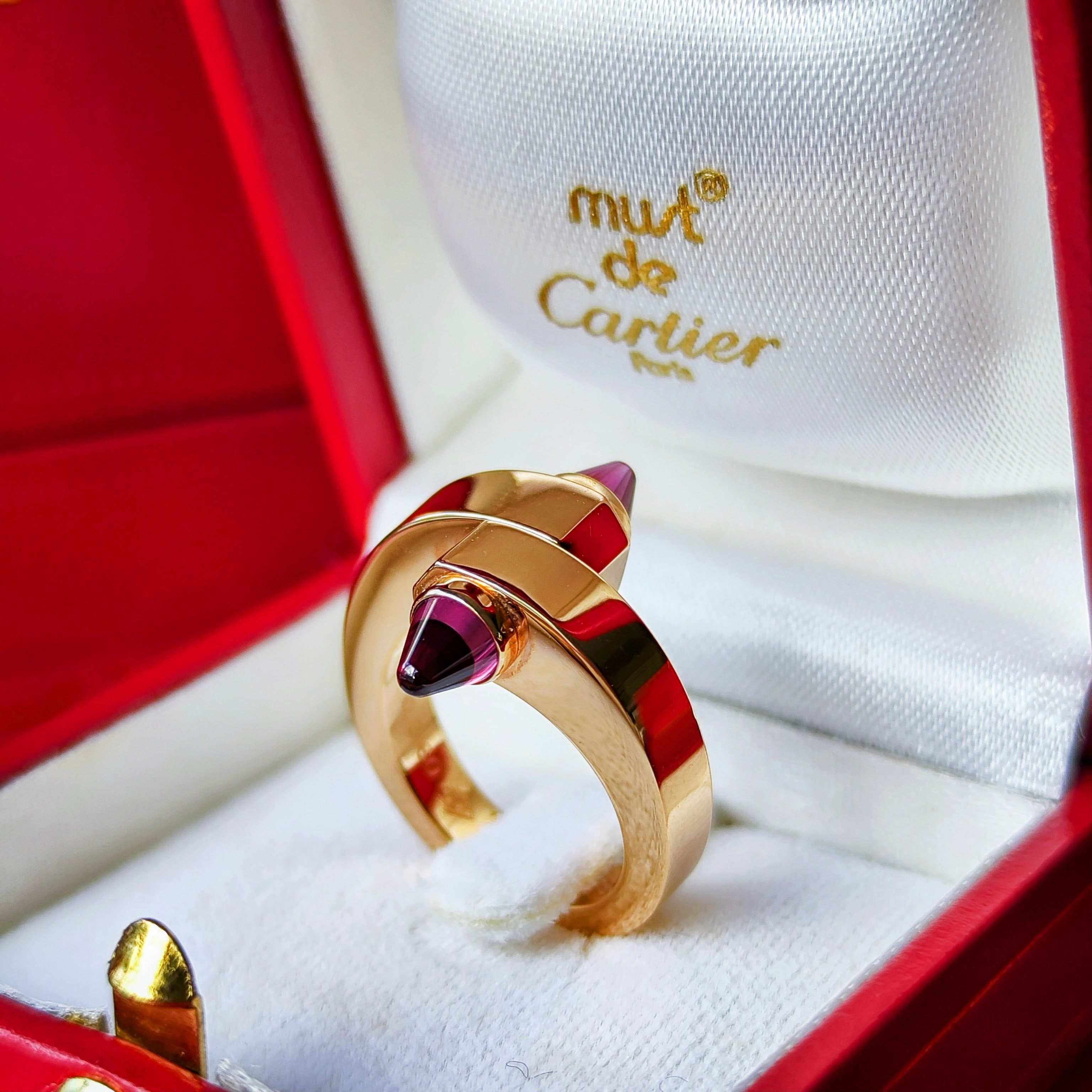 Vintage Cartier】カルティエ メノットリング ガーネット 18金PG 10号