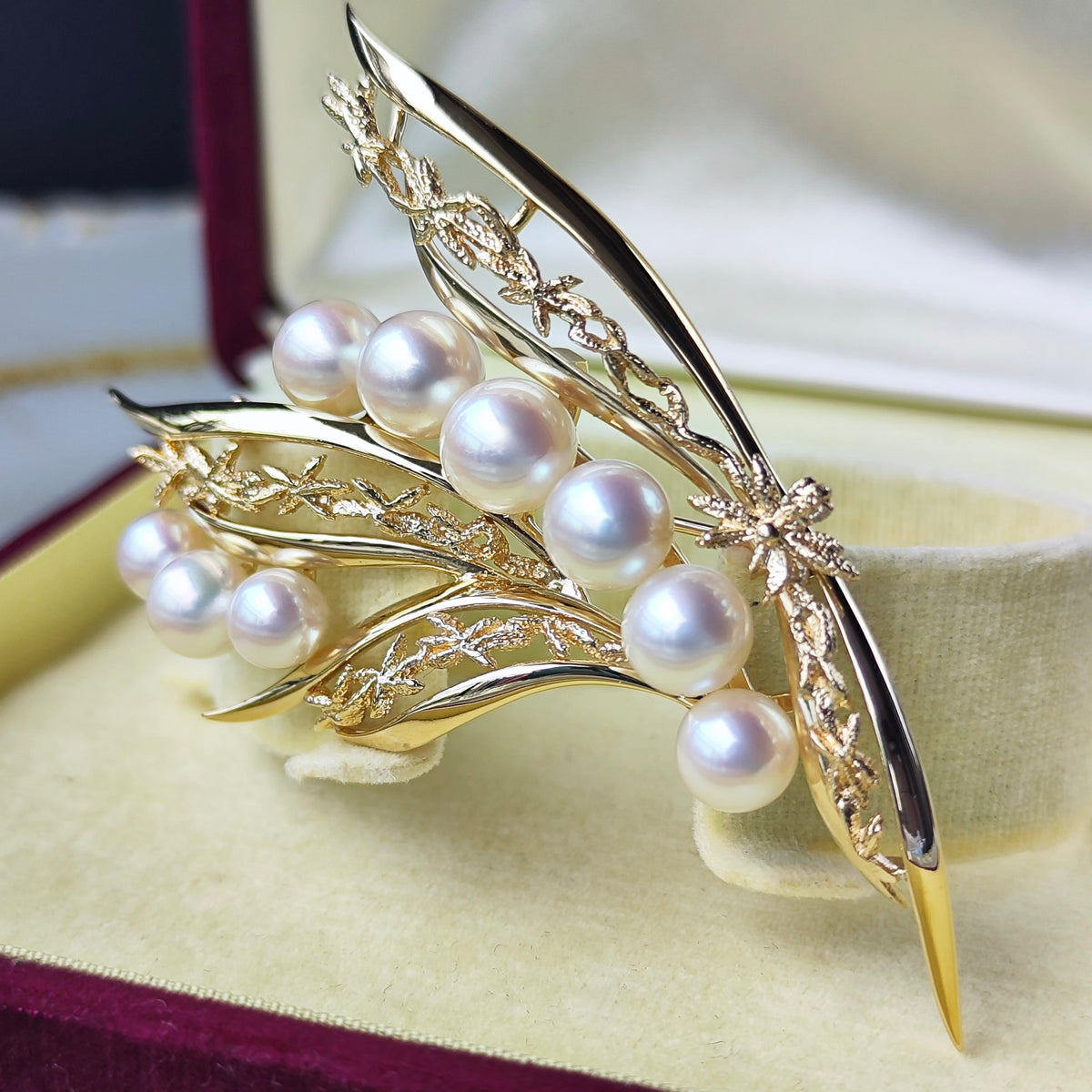 [Vintage MIKIMOTO] MIKIMOTO Akoya Pearl 14K Gold Brooch ①
