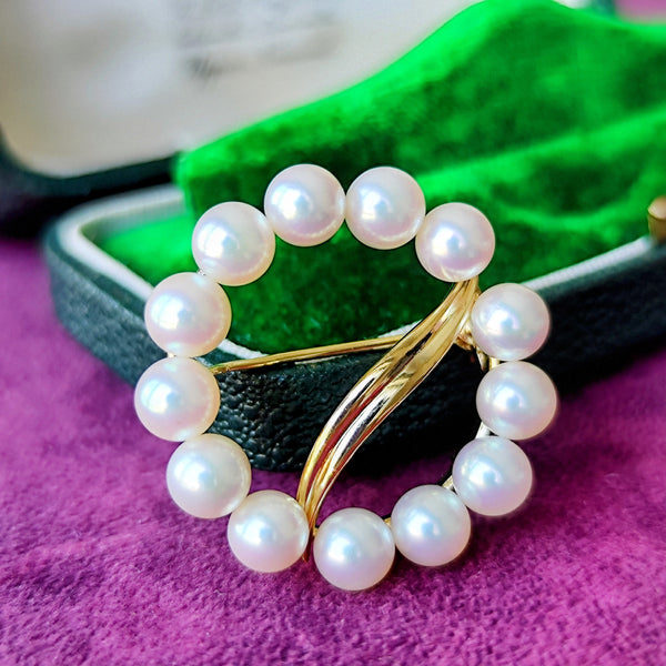 MIKIMOTO ミキモト あこや真珠 サークルモチーフ ブローチ