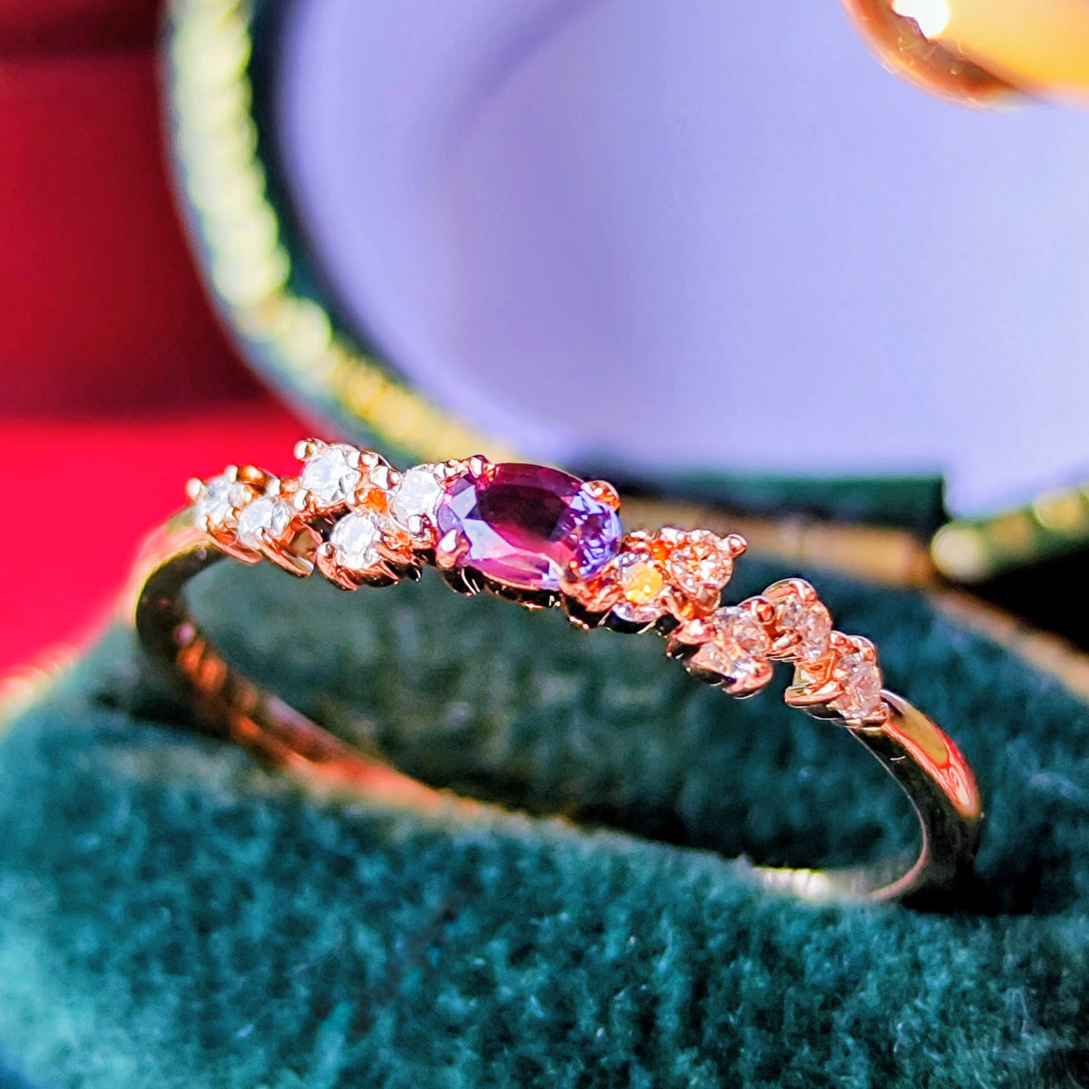 天然アレキサンドライト 0.14ct 天然ダイヤモンド リング