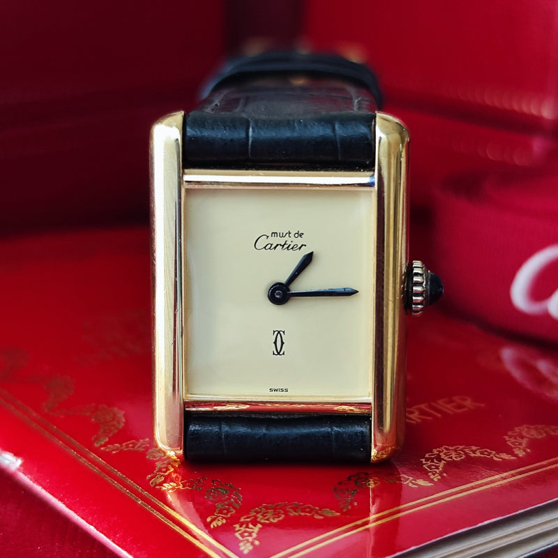 【OH済み】Cartier カルティエ マストタンク アイボリー文字盤 手巻き腕時計