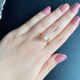 【アプリコット】有核淡水パール リボン 10金リング