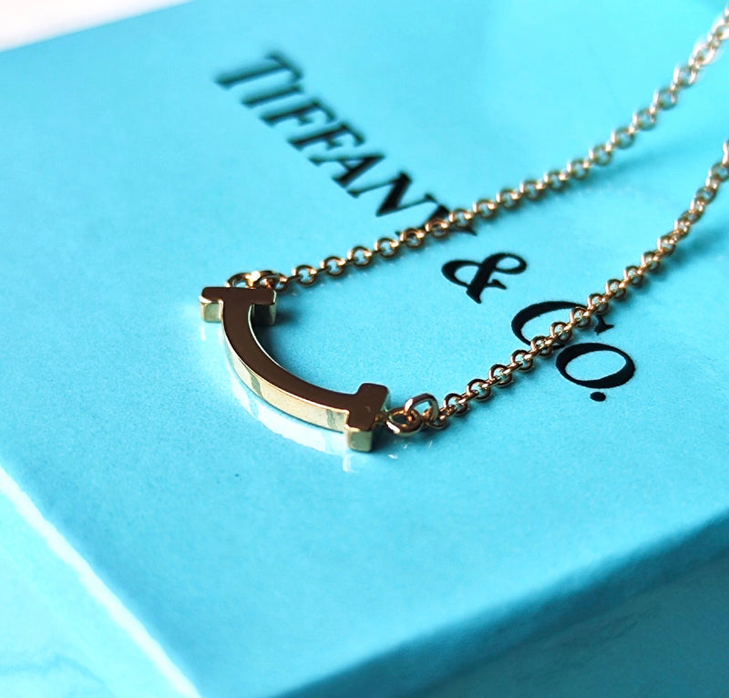 TIFFANY &Co ティファニー Tスマイル ミニ ネックレス 18金PG