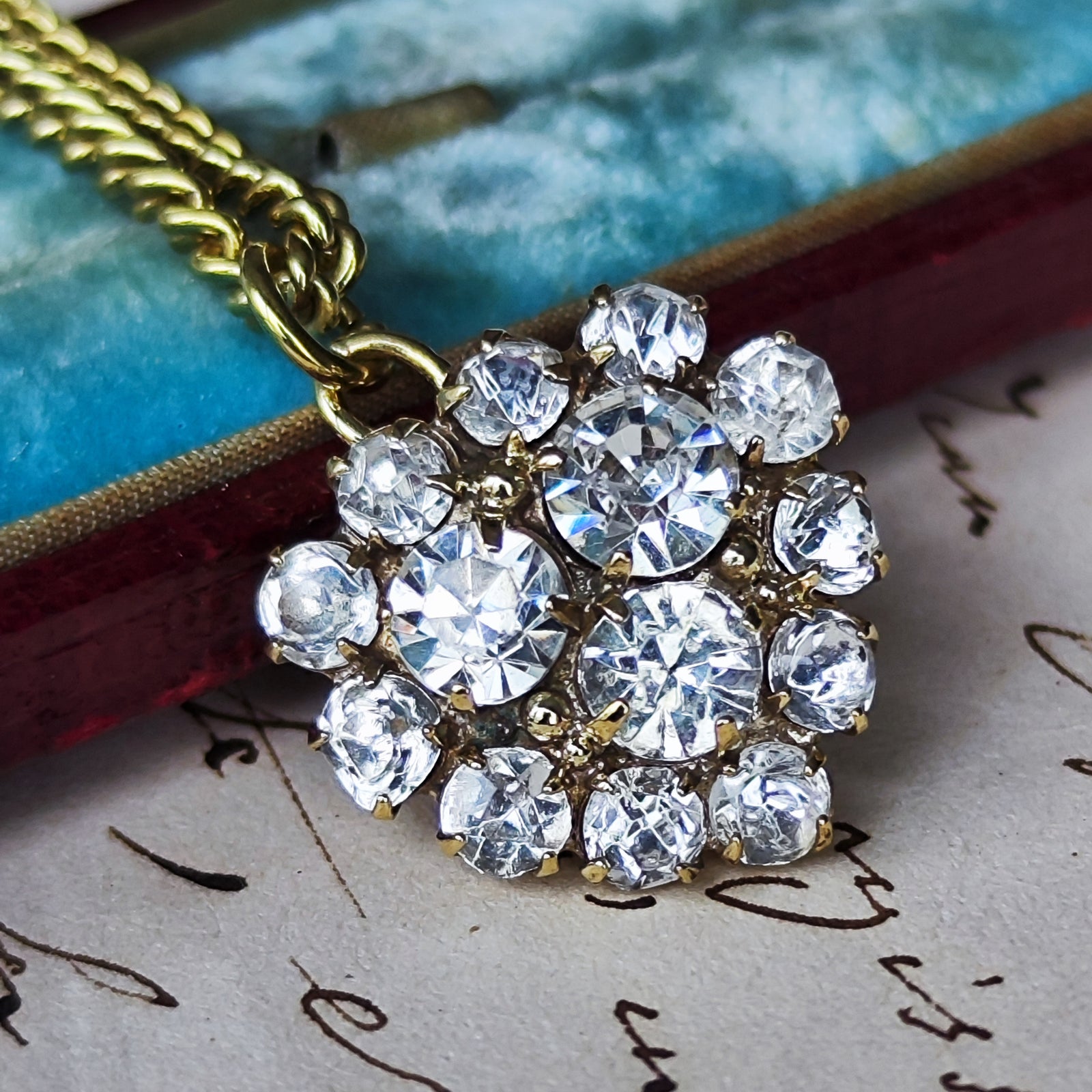 イギリス　アンティーク　クリアペースト　ネックレス　シルバー イギリス アンティーク クリアペースト ネックレス シルバー