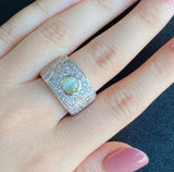 天然クリソベリルキャッツアイ 天然ピンクダイヤモンド プラチナリング