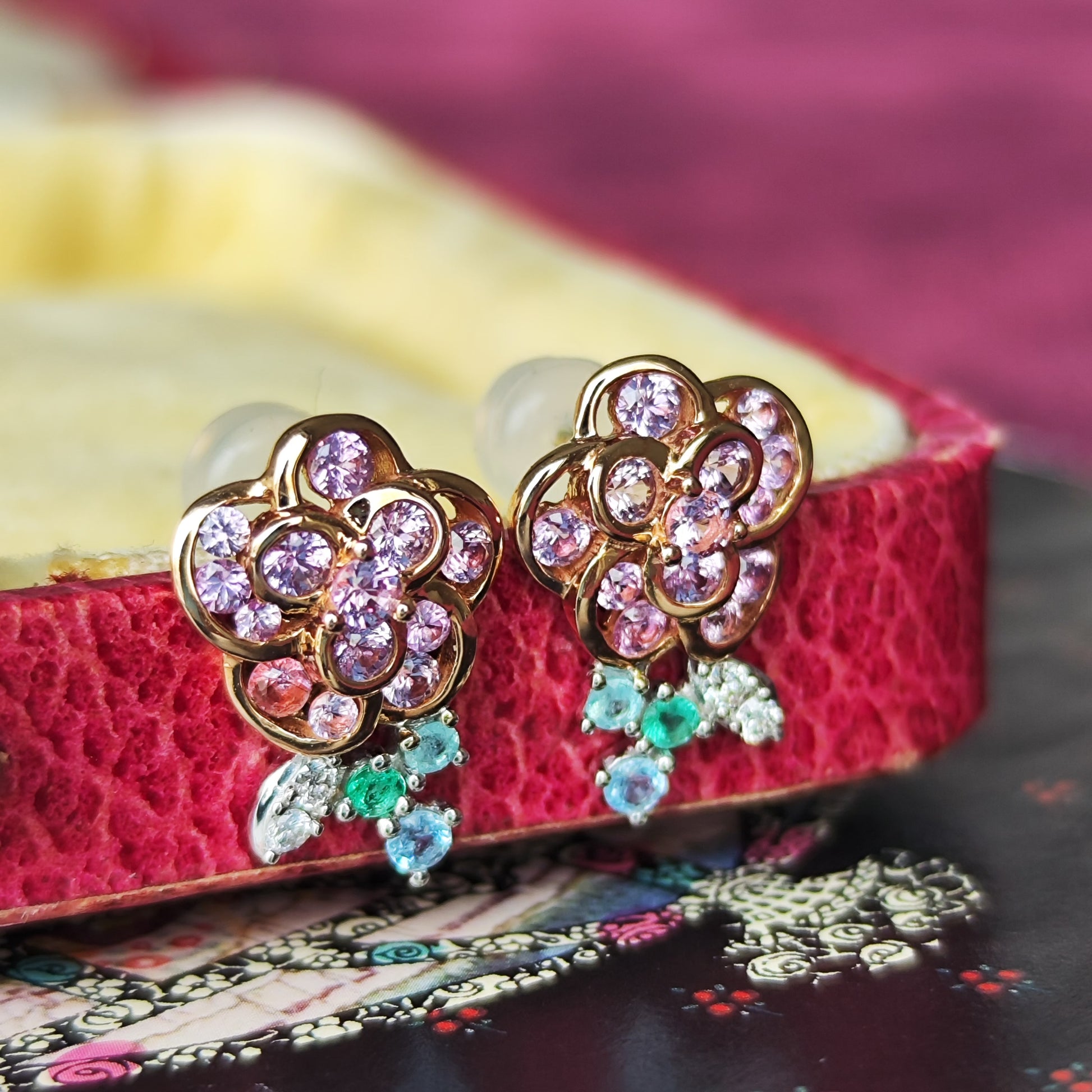 【ロマンチックガーデン】GSTV 天然石 カラーストーン ピアス