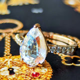 天然アンデシンラブラドライト 3.195ct 天然ダイヤモンド リング