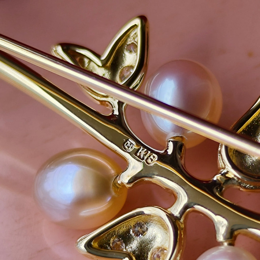 MIKIMOTO ミキモト 淡水真珠 18金ブローチ