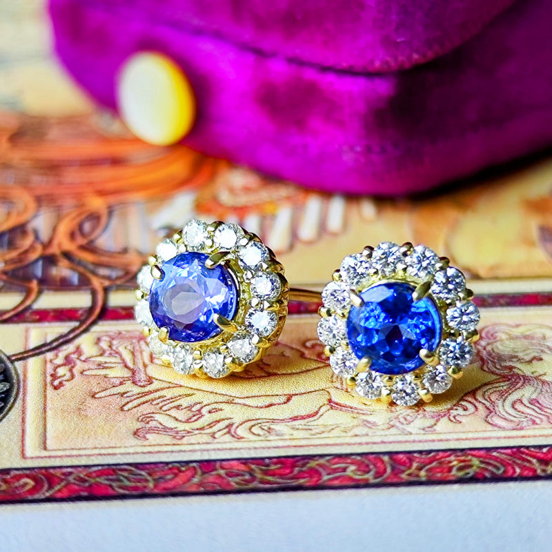 天然タンザナイト 天然ダイヤモンド 18金ピアス