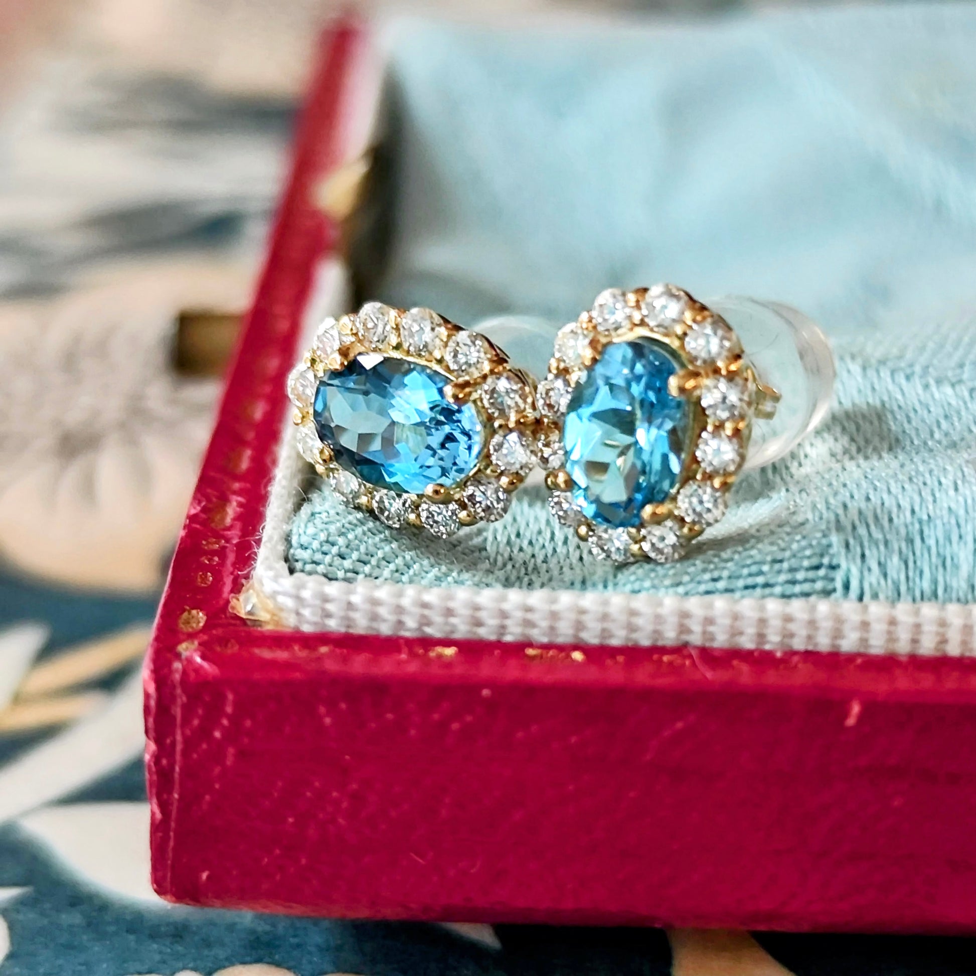 【サンタマリア】天然アクアマリン 天然ダイヤモンド 18金ピアス