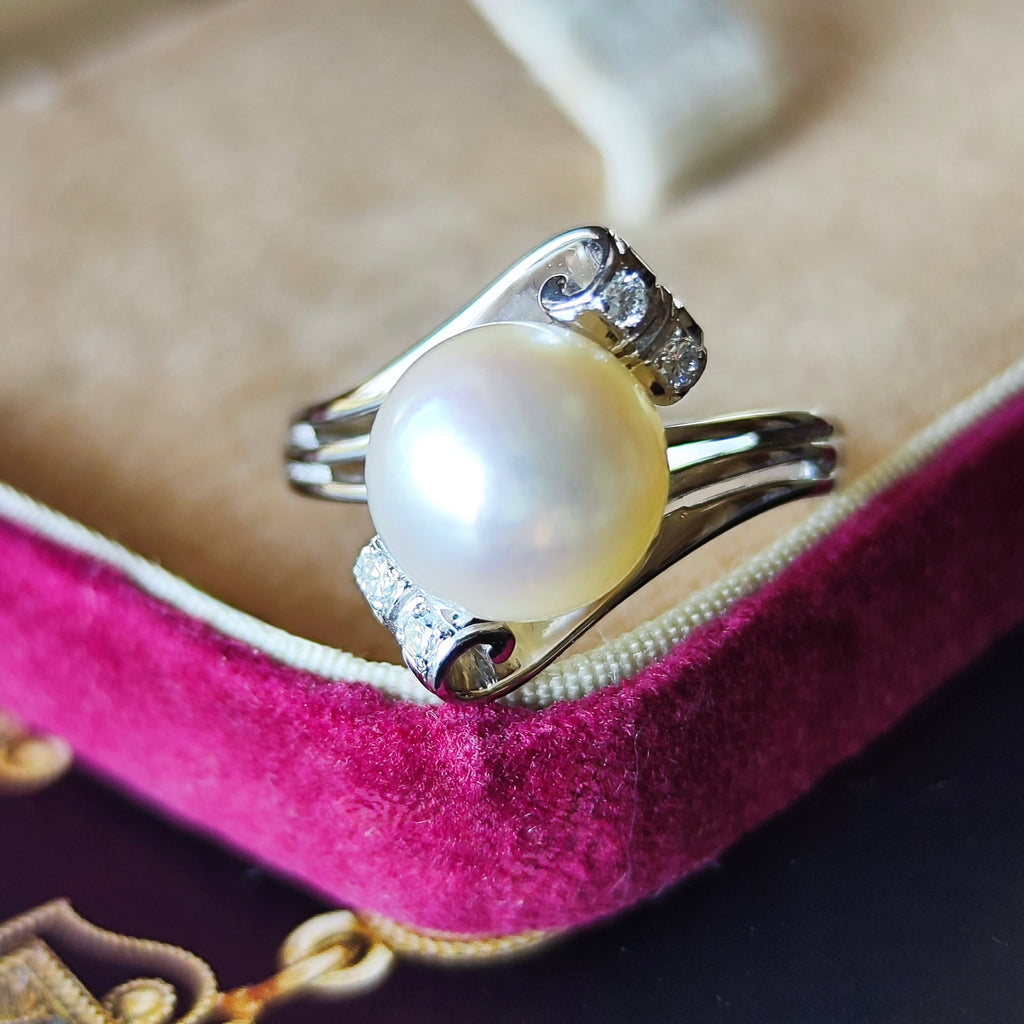 【オールドミキモト 】MIKIMOTO ミキモト あこや真珠 14金WG リング