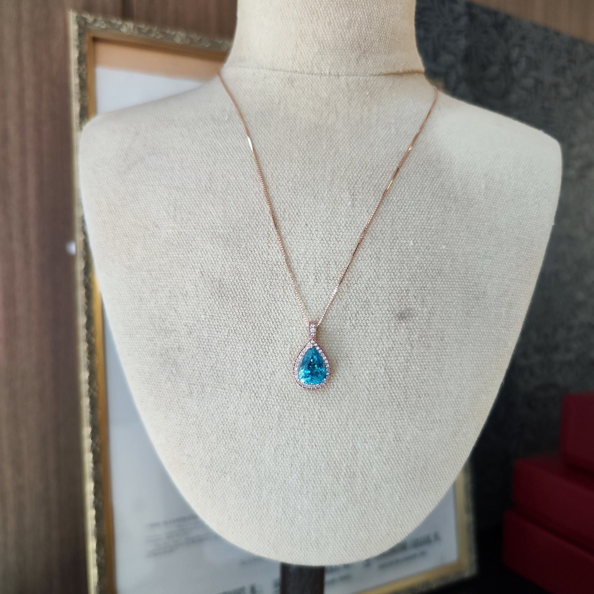 【大粒 7.58ct】天然ジルコン 天然ダイヤモンド ネックレス 18金PG