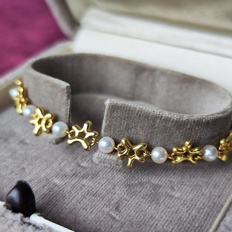 MIKIMOTO ゴールド バングル アコヤ真珠付き K18（MIKIMOTO