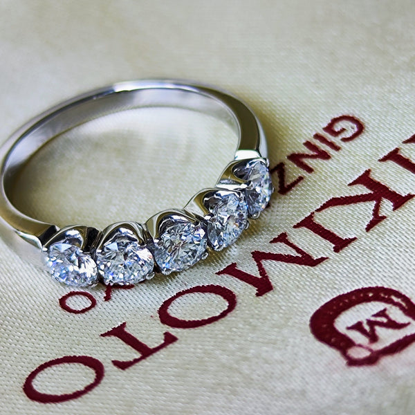 MIKIMOTO ミキモト 天然ダイヤモンド 0.74ct ハーフエタニティリング