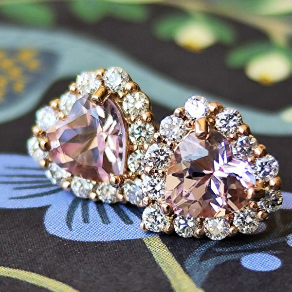 【お値下げ】天然モルガナイト ハートシェイプ 天然ダイヤモンド ピアス