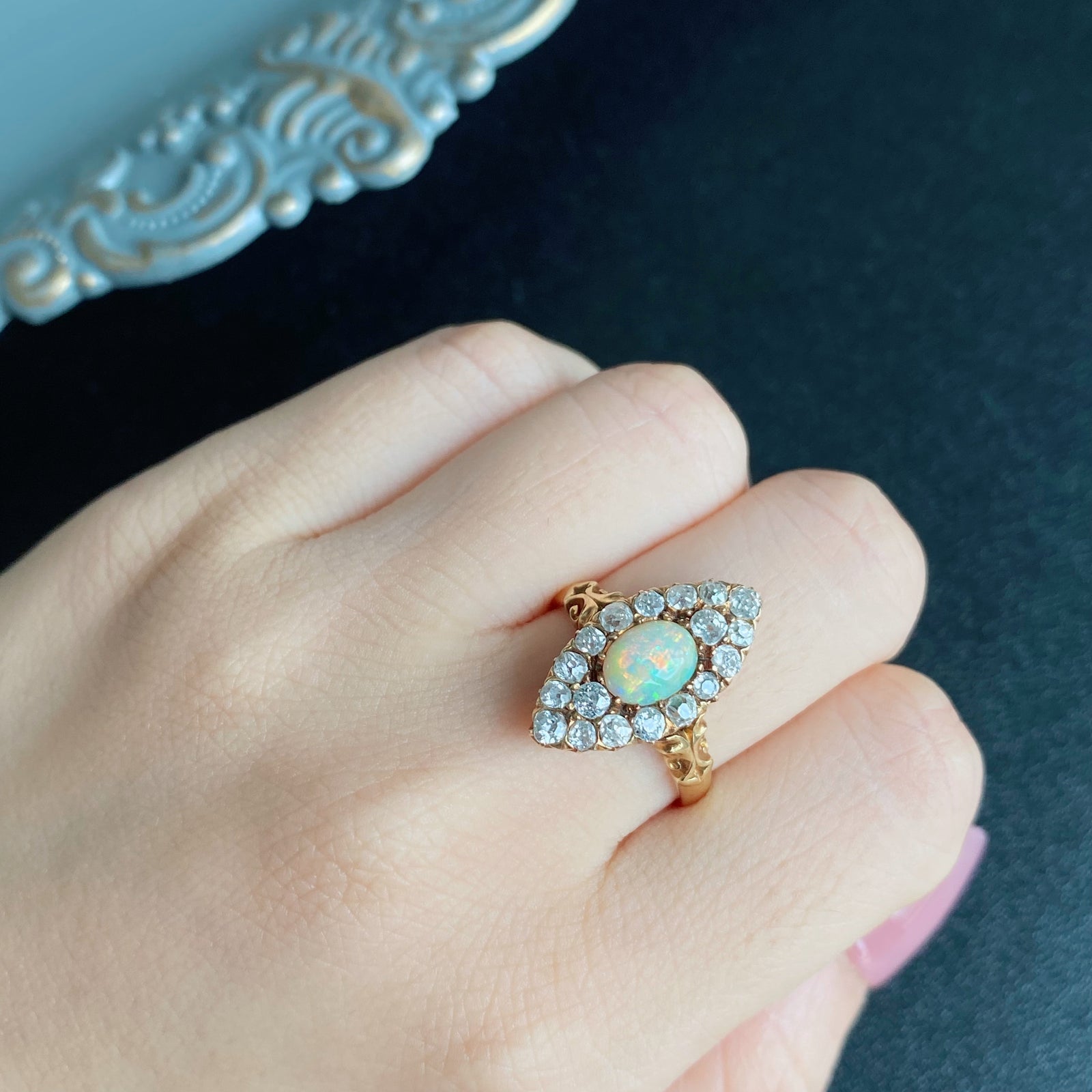 イギリス アンティーク】天然オパール 天然ダイヤモンド リング – Mico