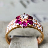 【Vintage Van Cleef & Arpels】ヴァンクリーフ&アーペル マデール ルビー ダイヤモンド フラワーリング