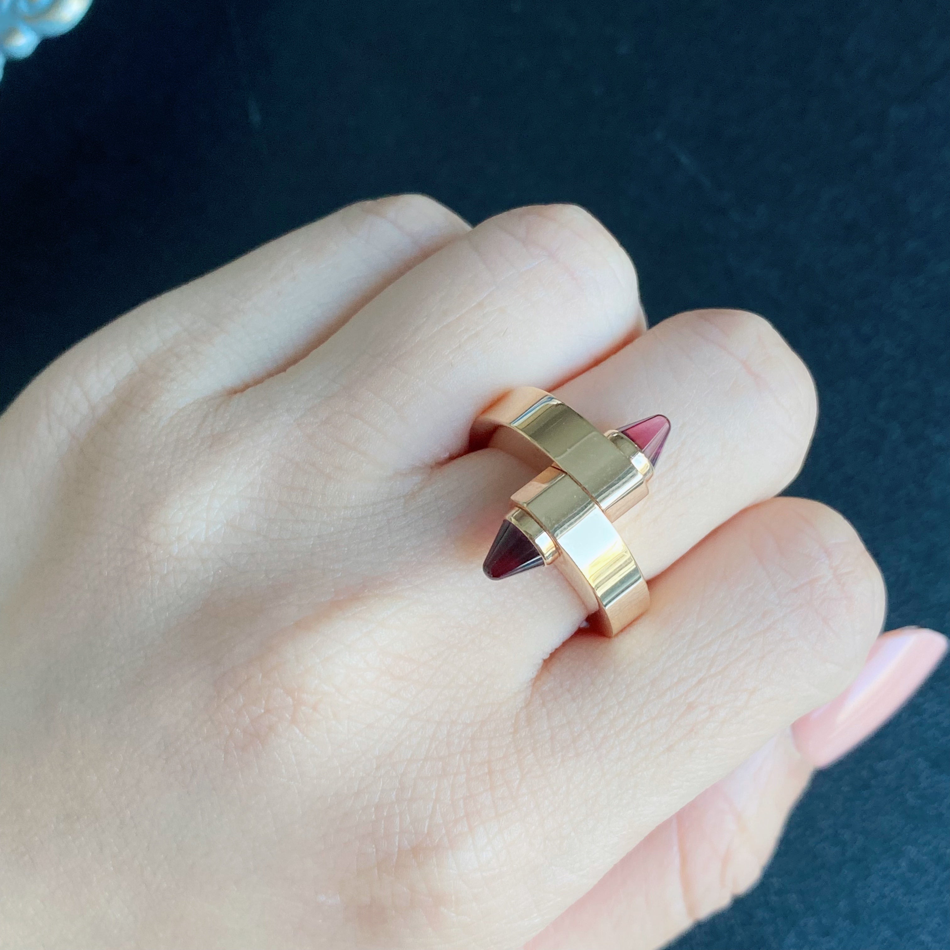 Vintage Cartier】カルティエ メノットリング ガーネット 18金PG 10号