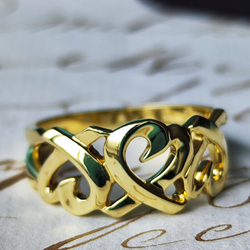 TIFFANY&Co ティファニー トリプルラビングハート 18金YG リング