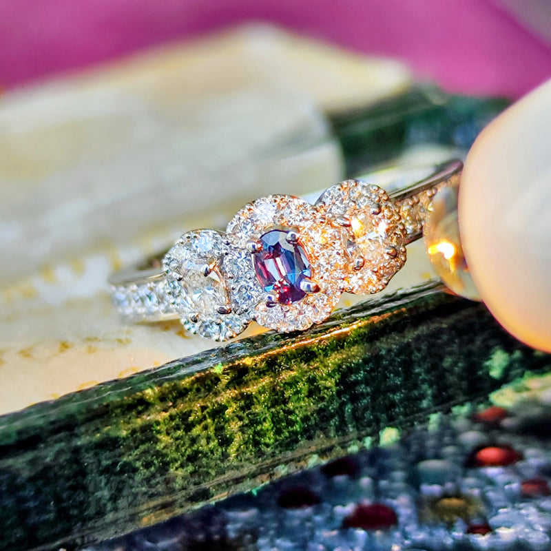 天然アレキサンドライト 天然ダイヤモンド プラチナリング