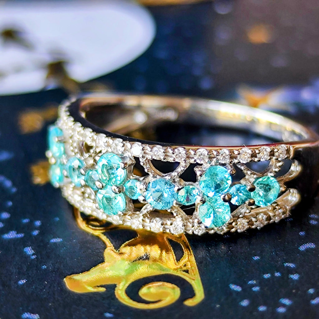 天然パライバトルマリン 天然ダイヤモンド プラチナリング