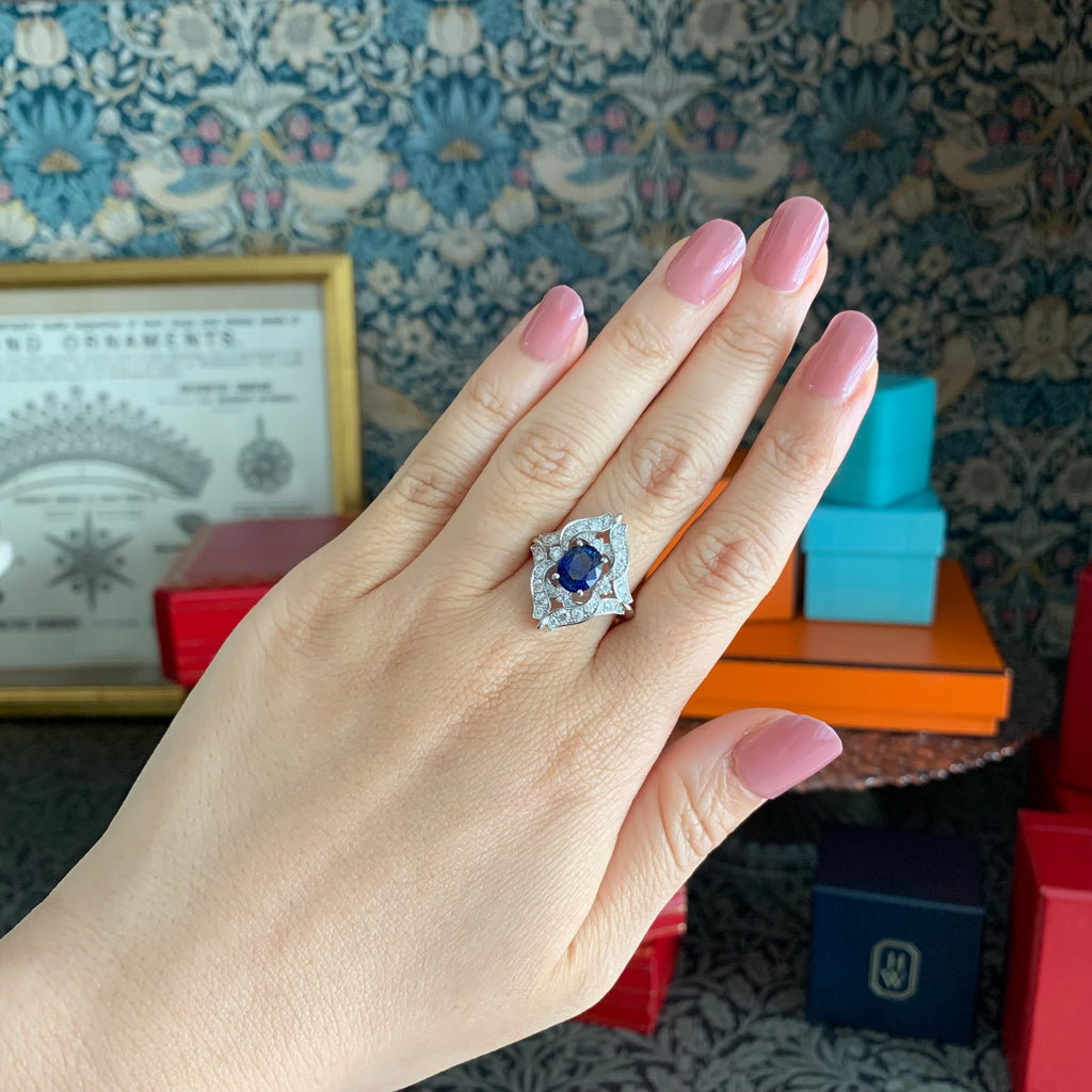 【ロイヤルブルー 大粒】天然サファイア 1.60ct 天然ダイヤモンド リング