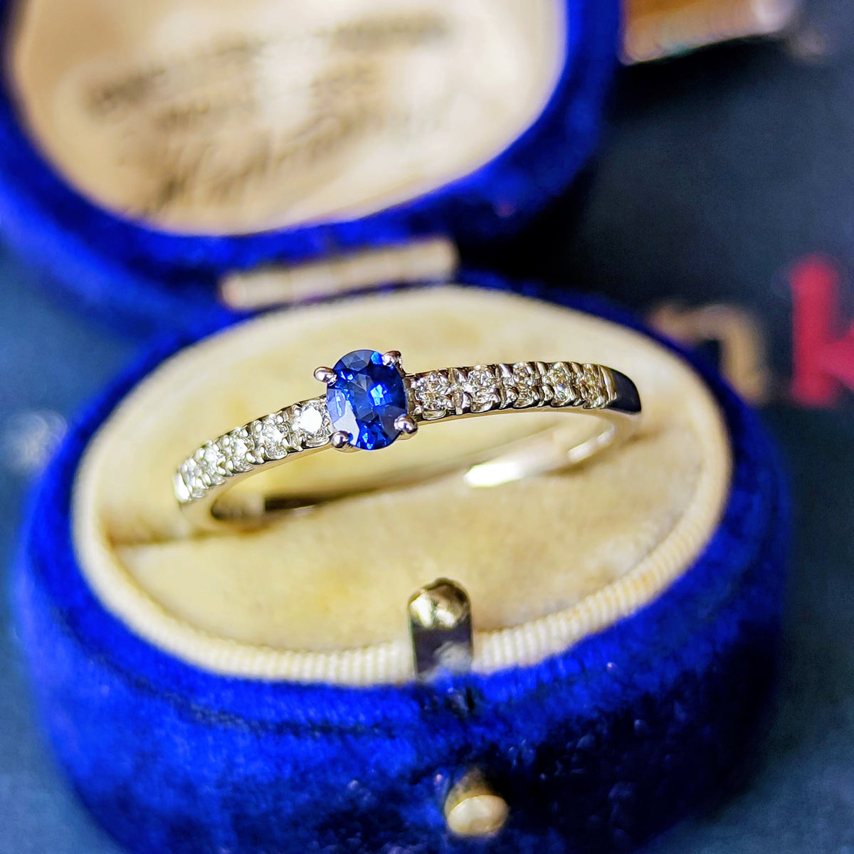 【コーンフラワー】天然サファイア 0.19ct 天然ダイヤモンド リング