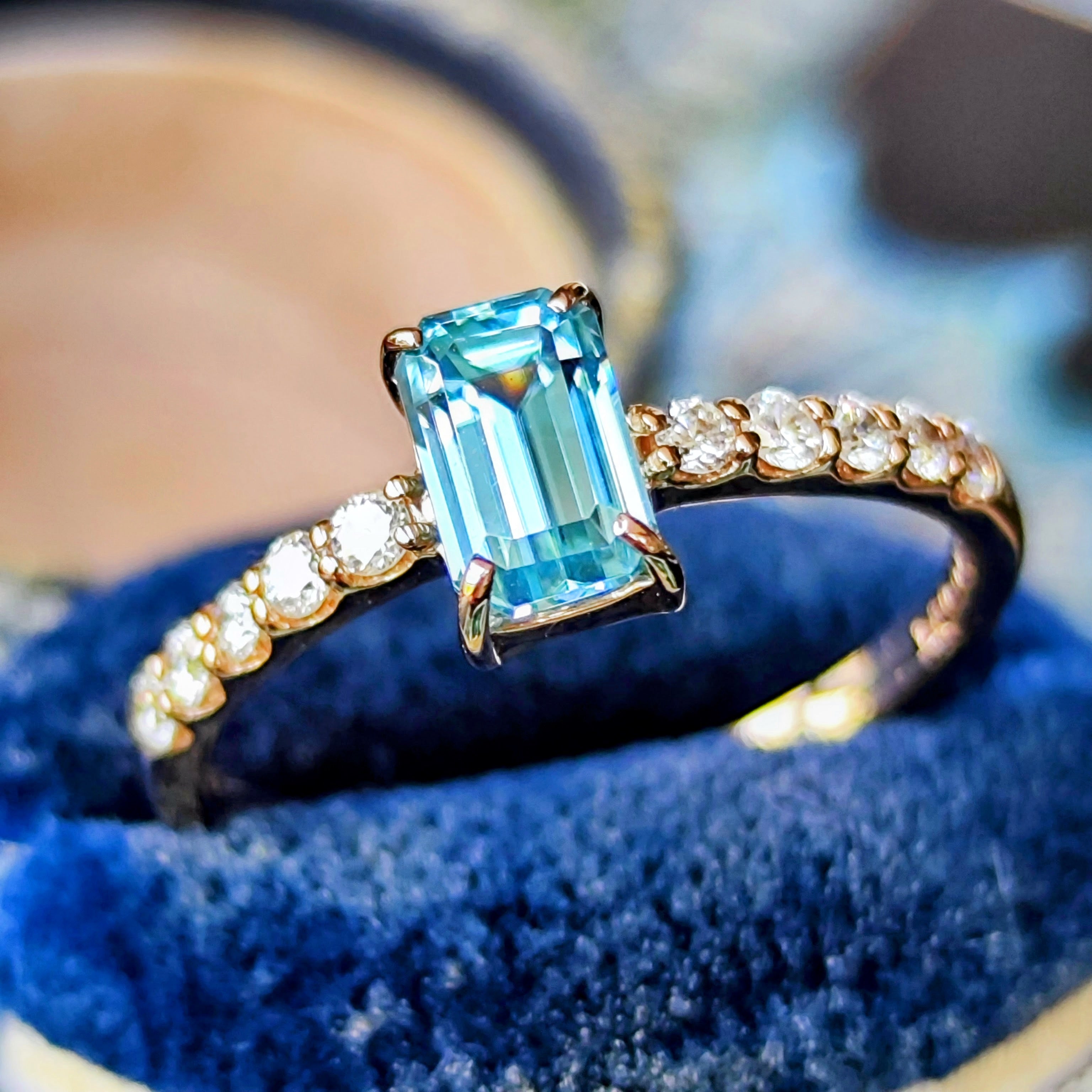 お値下げ】天然ブルージルコン 1.30ct 天然ダイヤモンド リング – Mico