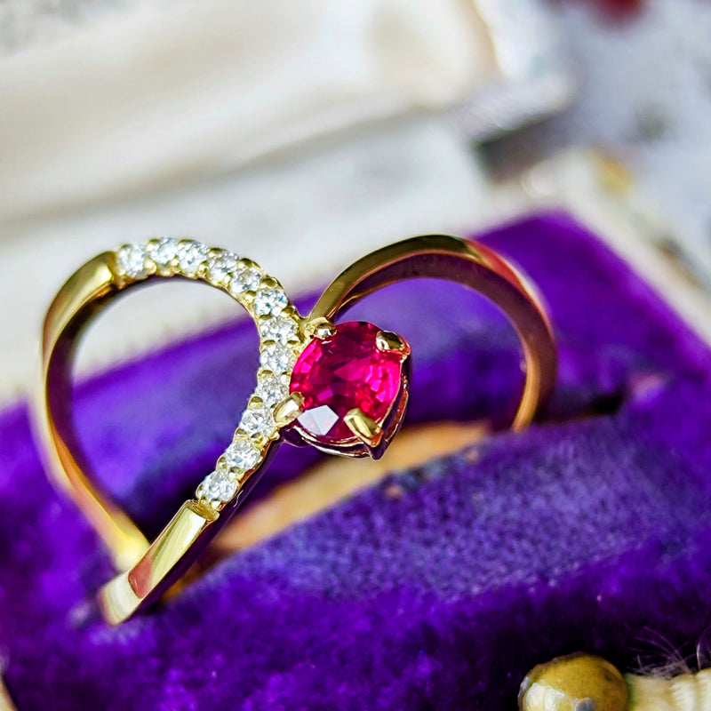 【非加熱 ピジョンブラッド】天然ルビー 天然ダイヤモンド リング