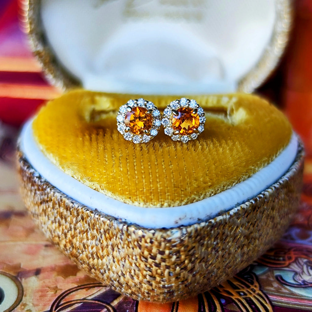 【お値下げ】天然スぺサルティンガーネット 天然ダイヤモンド 18金ピアス