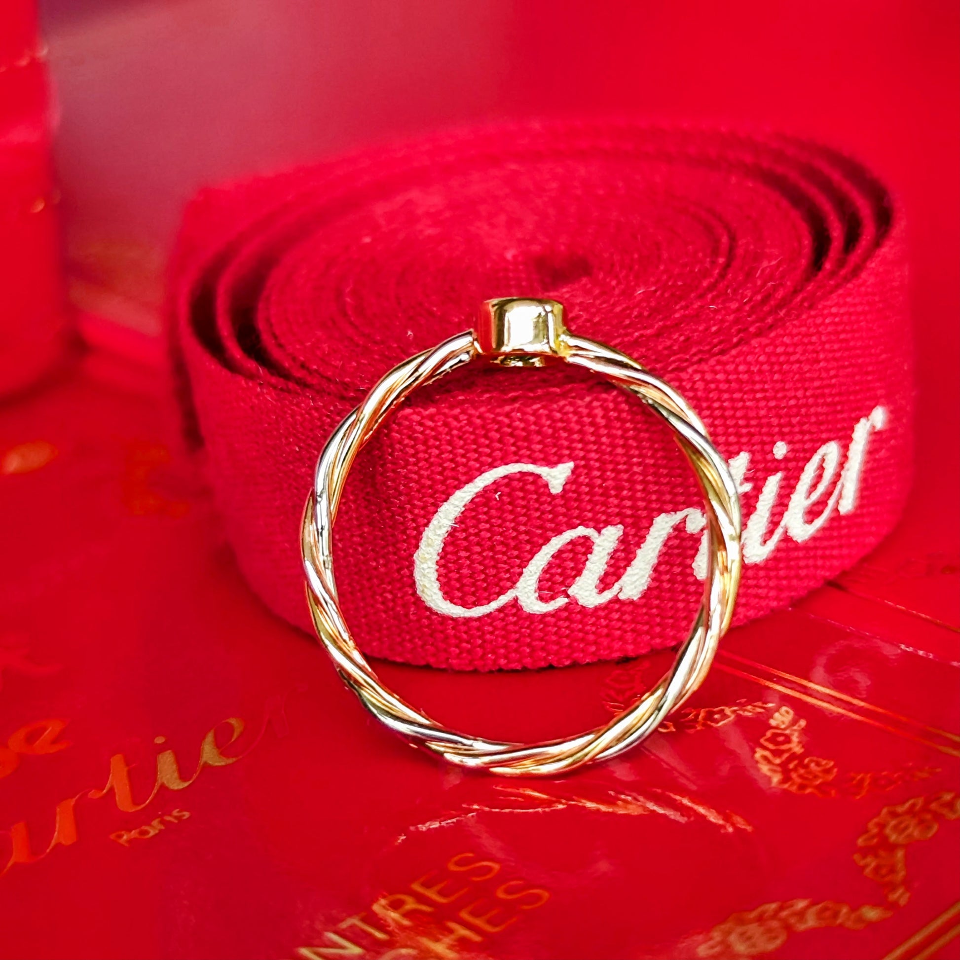 Cartier カルティエ エメラルド スリーカラーツイストリング