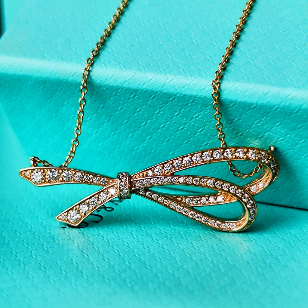 TIFFANY &Co ティファニー ボウ ラージ
ダイヤモンド ネックレス 18金PG