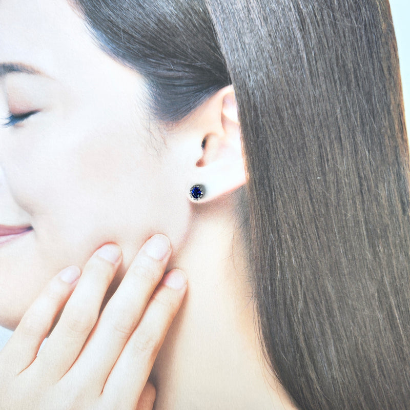 天然サファイア 天然ダイヤモンド 18金WG ピアス