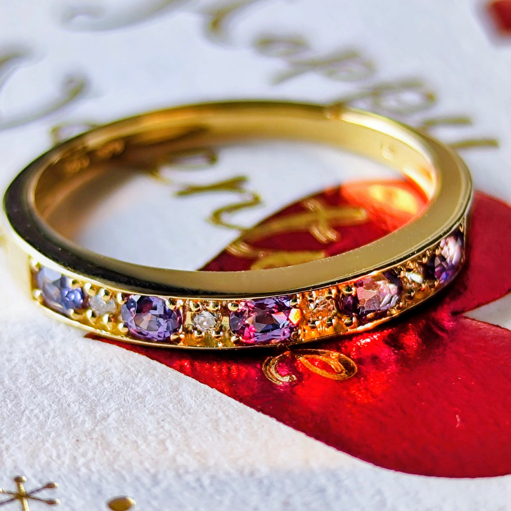 【ベキリーブルー】天然カラーチェンジガーネット 天然ダイヤモンド 0.38ct 18金リング