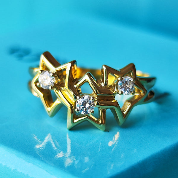 TIFFANY&Co ティファニー トリプルスター ダイヤモンドリング 18金YG 11号