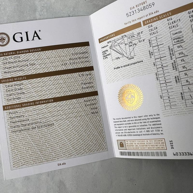 【最高級品質 】天然ダイヤモンド0.30ct フローレス Dカラー 3EX  GIA鑑定書付き