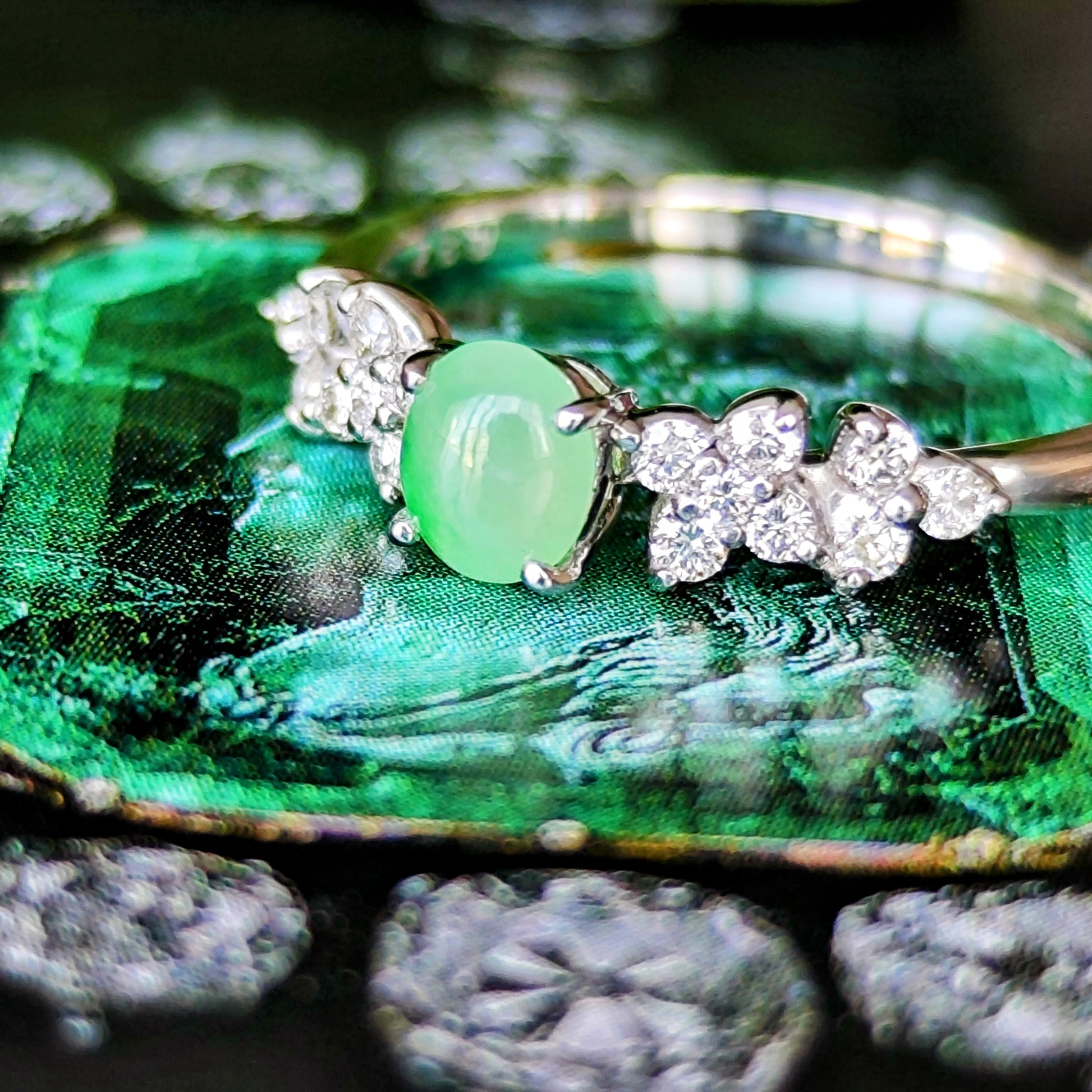 天然翡翠 天然ダイヤモンド プラチナリング