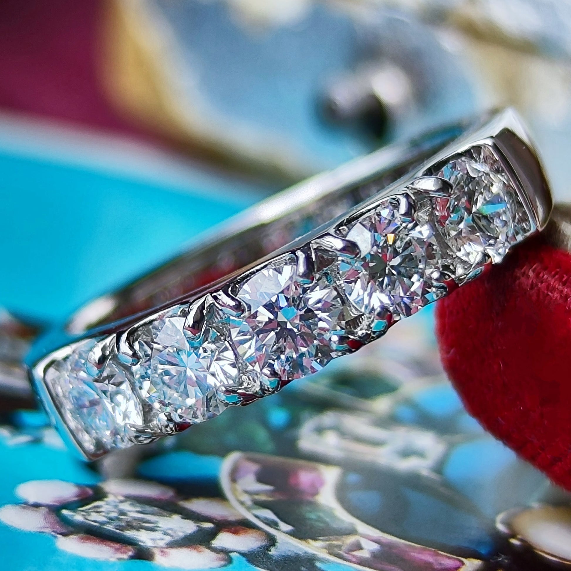 【極上なハフエタ】天然ダイヤモンド 1.03ct D-IF-3E ハーフエタニティリング プラチナ