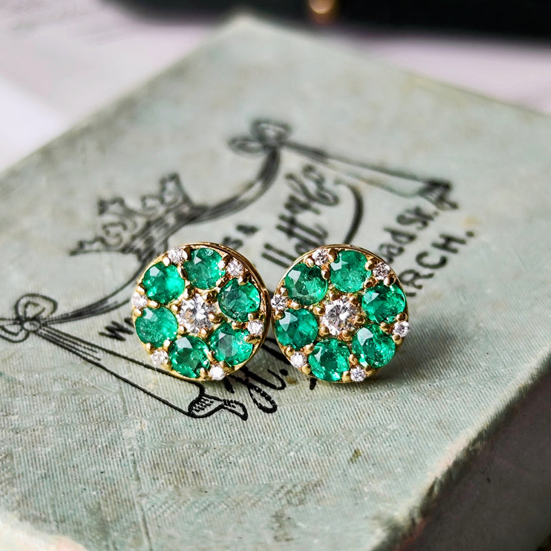 天然エメラルド 天然ダイヤモンド 18金ピアス