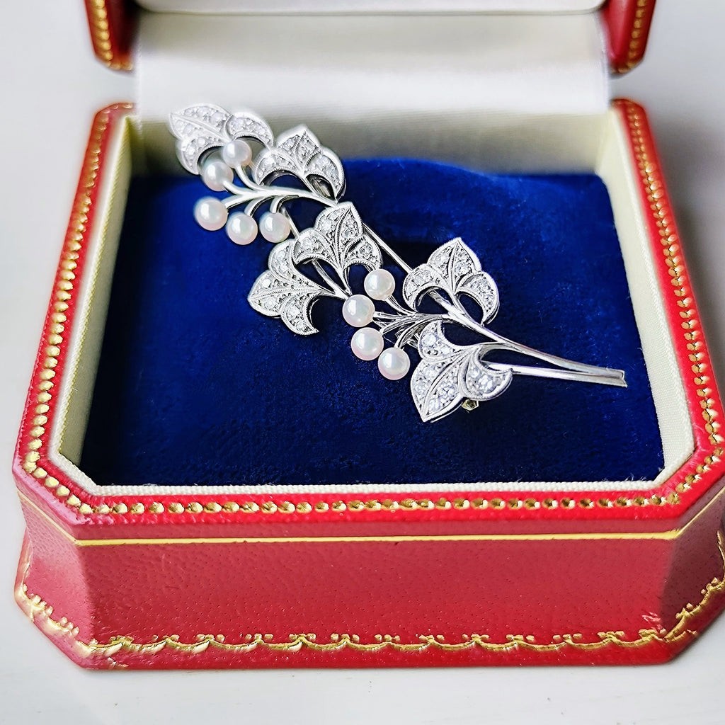 MIKIMOTO ミキモト あこや真珠 天然ダイヤモンド Ir（リジウム）ブローチ