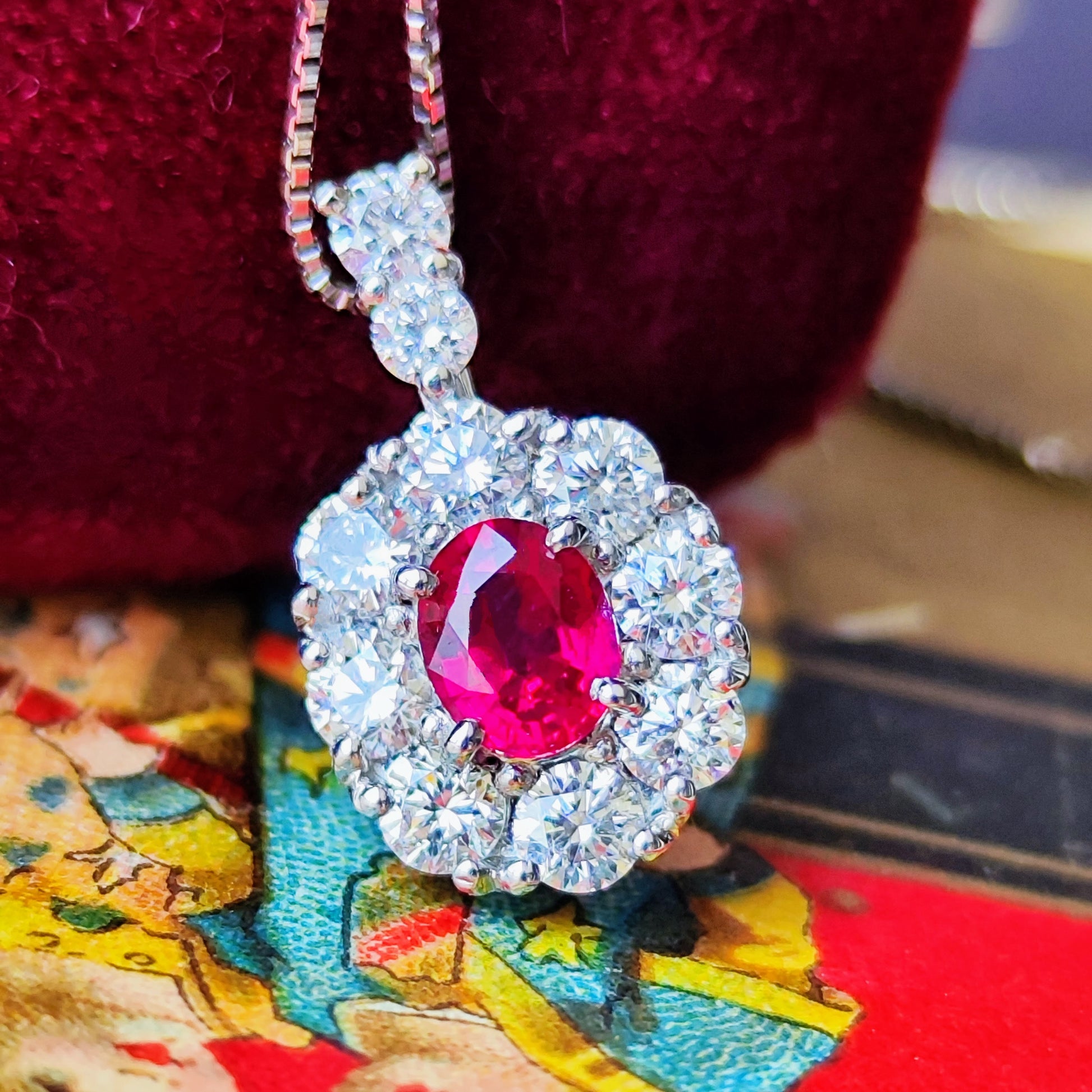 【ビルマ産ルビー】天然ルビー 0.330ct 天然ダイヤモンド ネックレス