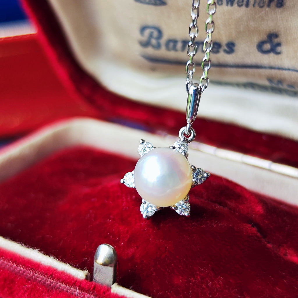 MIKIMOTO ミキモト あこや真珠 ダイヤモンド ネックレス