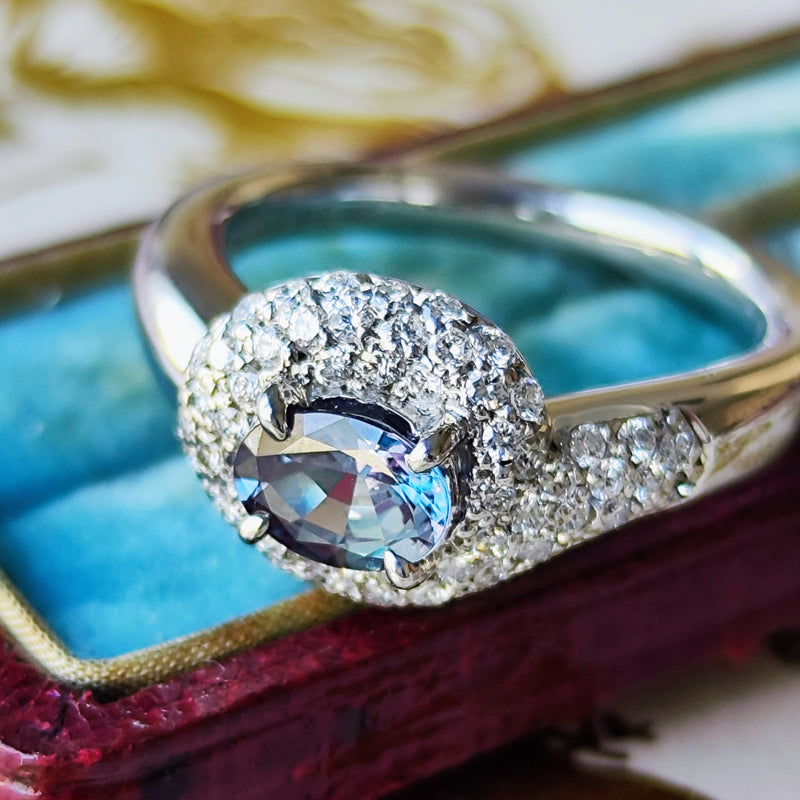 【大粒 0.60ct】天然アレキサンドライト 天然ダイヤモンド リング