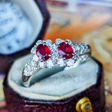 【2石とも 非加熱 ピジョンブラッド】天然ルビー 天然ダイヤモンド リング