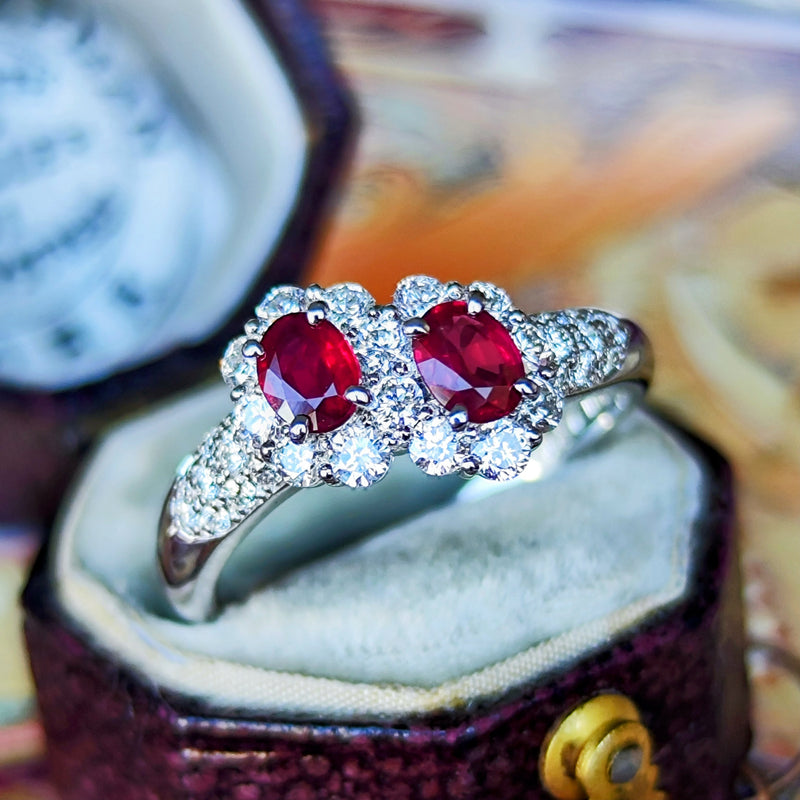 【2石とも 非加熱 ピジョンブラッド】天然ルビー 天然ダイヤモンド リング