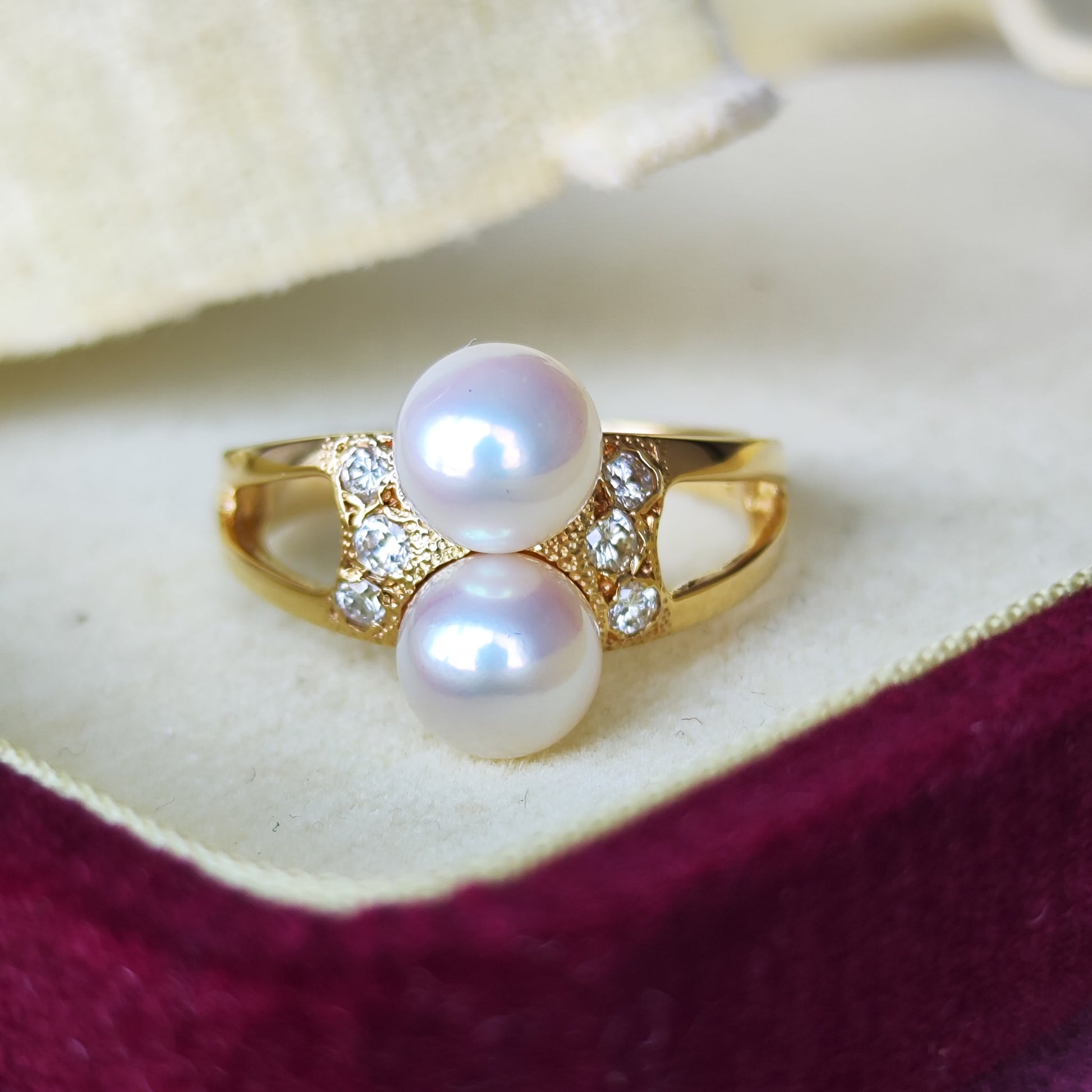 MIKIMOTO ミキモト あこや真珠 天然ダイヤモンド 18金リング