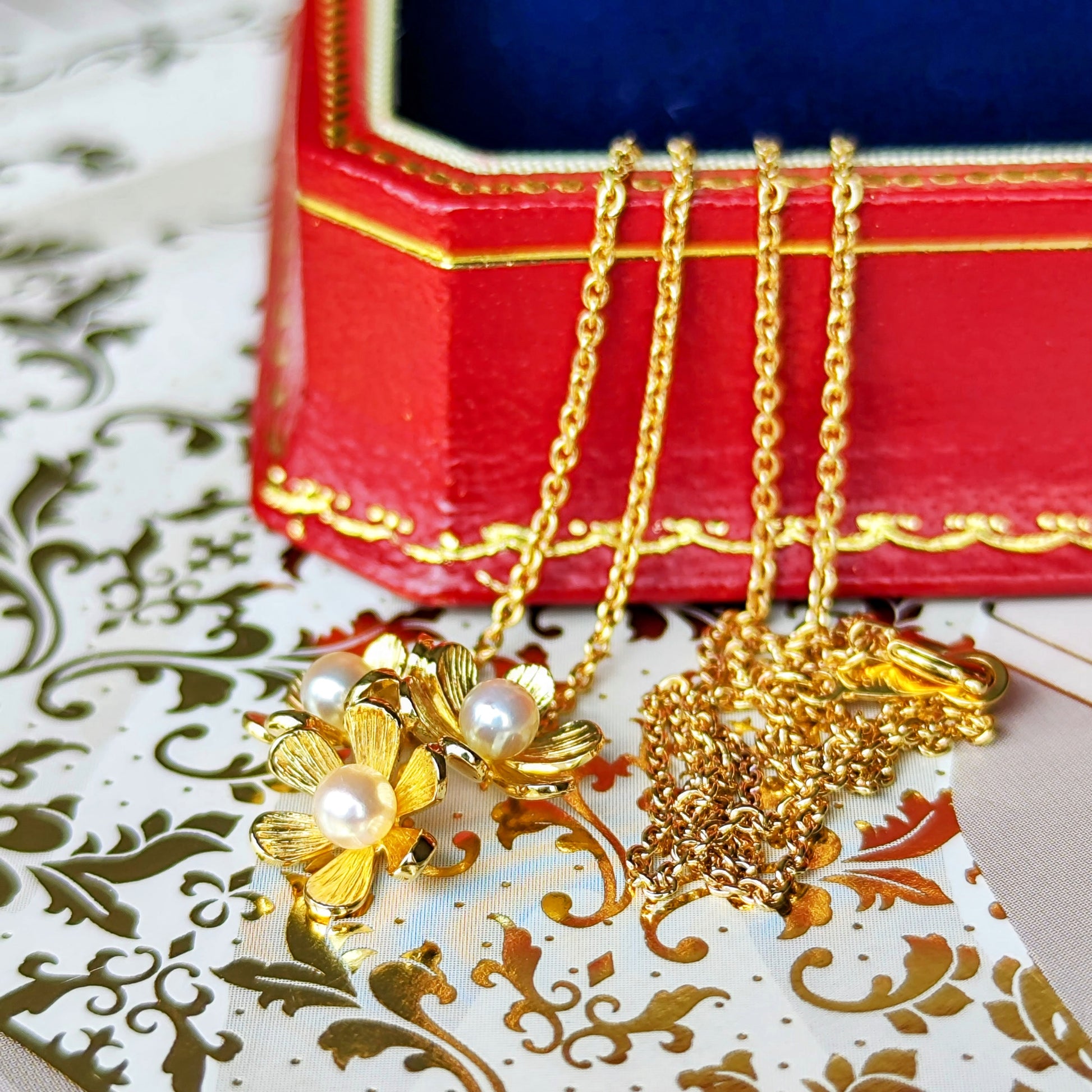 MIKIMOTO ミキモト フラワーモチーフ あこやベビーパール ネックレス