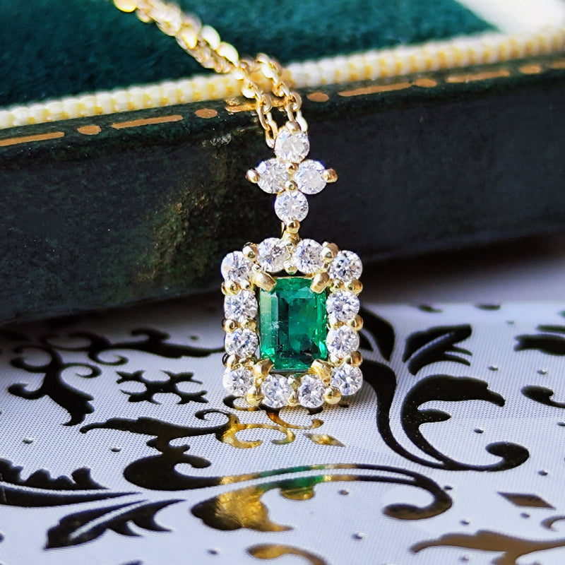 天然エメラルド 天然ダイヤモンド ネックレス